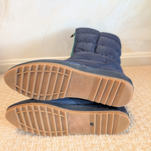 Women's Sz 7 Vintage Sporto Navy and Green Zip Up Puffy Winter Boots - Picture 3 of 11